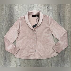 House of Harlow 1960 NWT Pink Crushed Velvet Cardigan with Rhinestone Buttons